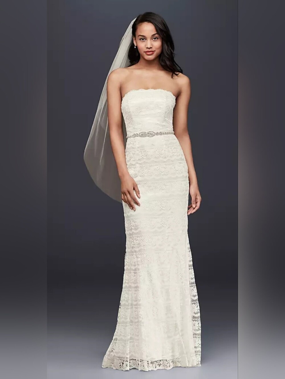 Galina Ivory Bridal Gown with Lace Overlay
